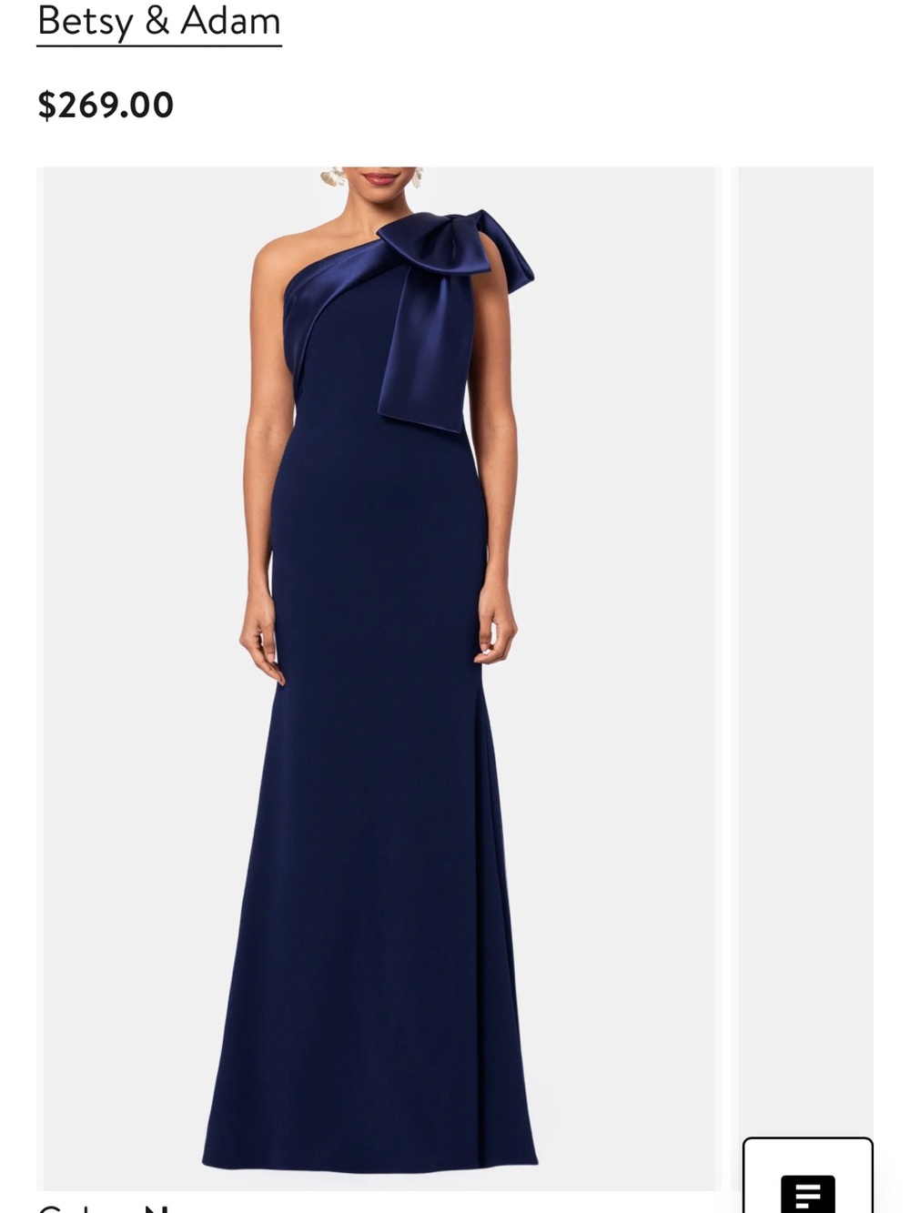Betsy & Adam Bow One-Shoulder Crepe Mermaid Gown